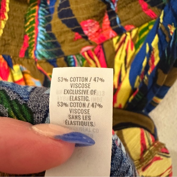 Aerie Tropical Floral Smocked Strapless Ruffle Midi Dress - Picture 9 of 10